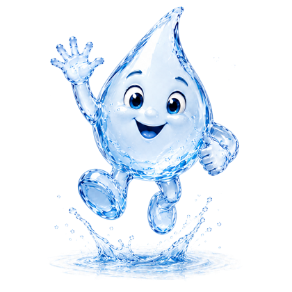 PURYN water-drop mascot jumping