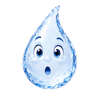 PURYN water-drop mascot looking surprised