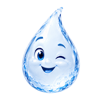 PURYN water-drop mascot winking